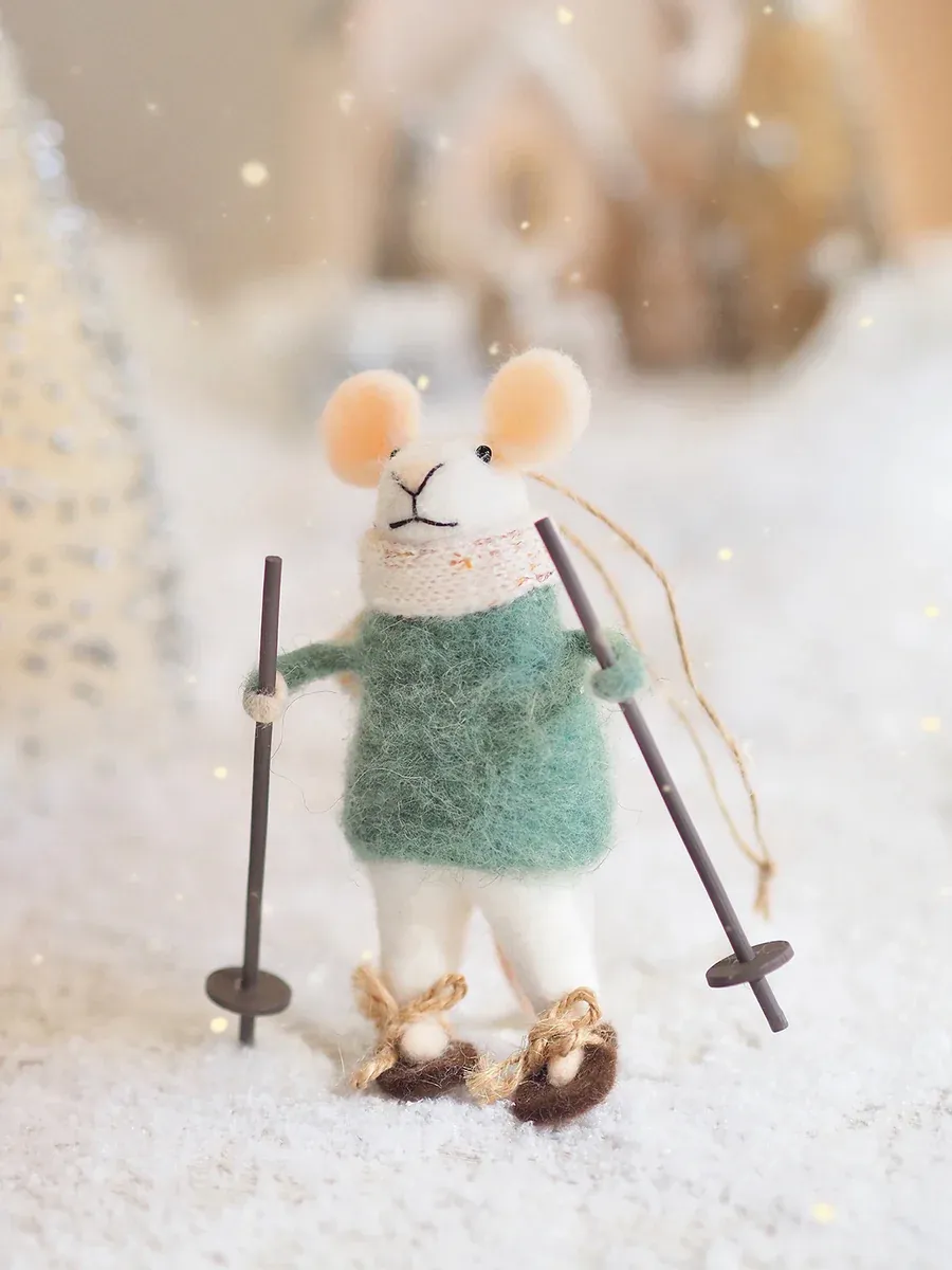 Felt Mouse Snowshoe Silas Ornament