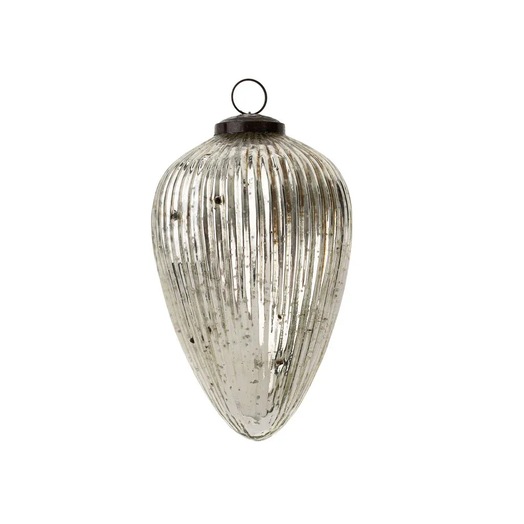 Giant Silver Glass Egg Ornament Small