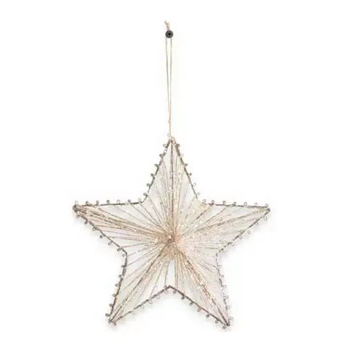Glittered Jute Star Ornament 8&quot;