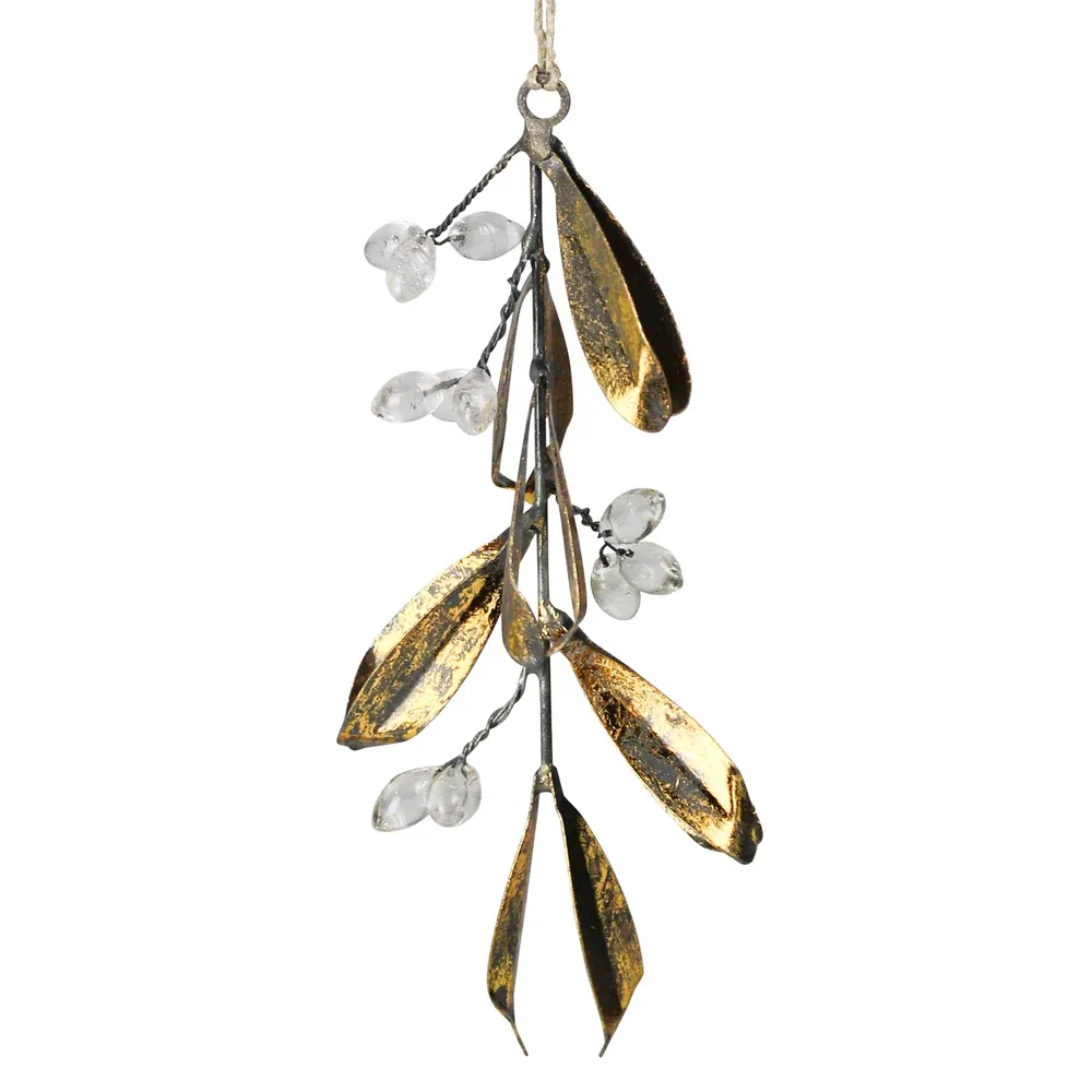 Mistletoe Gold &amp; Glass Ornament