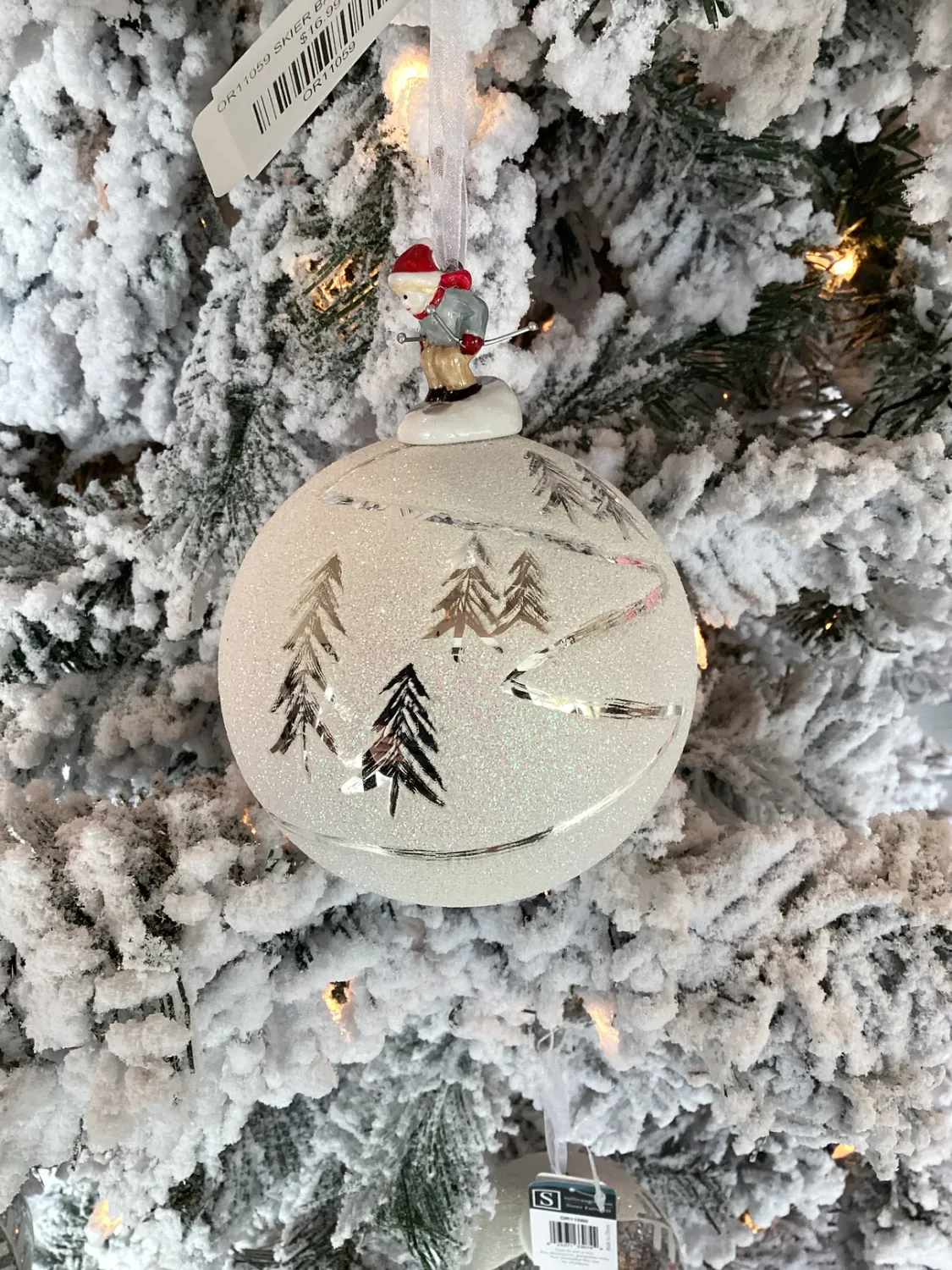 Skier And Winter Scene Ball Ornament