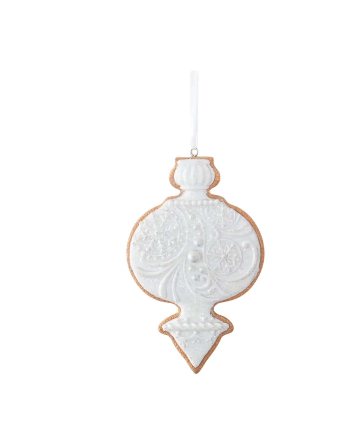 Round Ornament White Glittered Resin Cookie Ornament