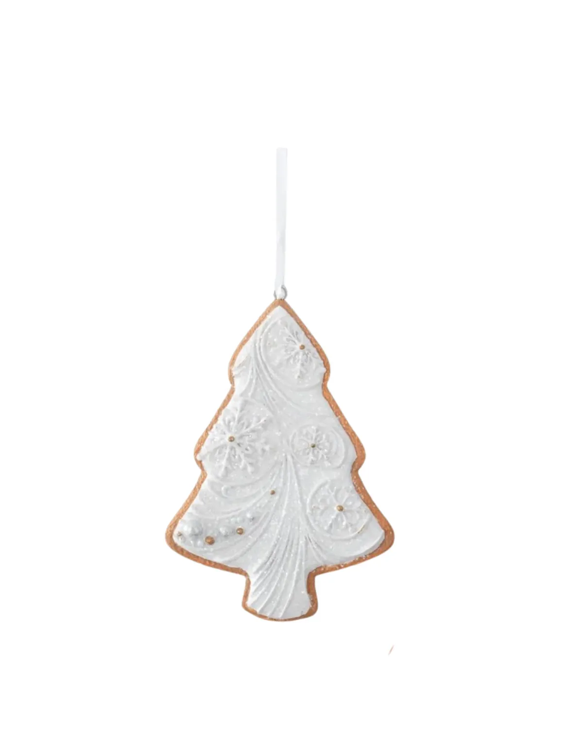 Tree White Glittered Resin Cookie Ornament