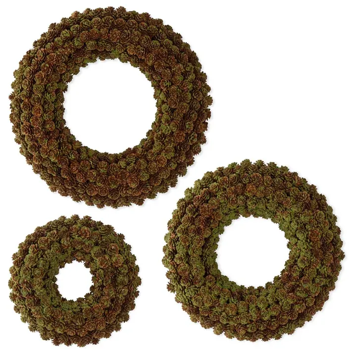 Green &amp; Brown Mini Pincone Wreath Medium 16"