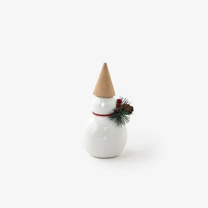 Cone Hat Porcelain Snowman Small 7&quot;