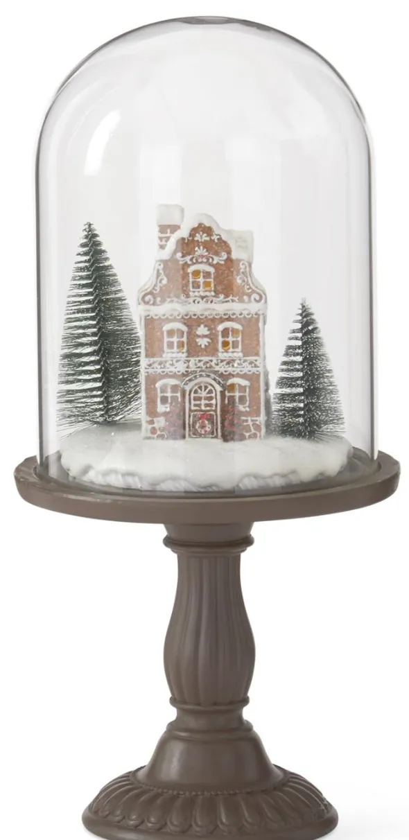 Gingerbread House Cloche LED With Timer Setting Large
