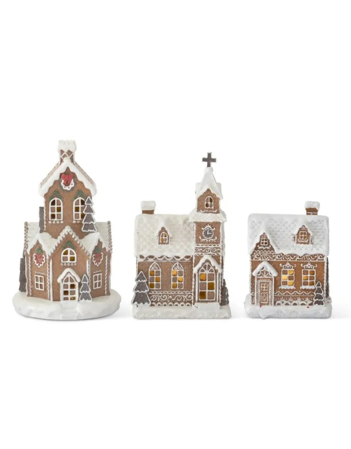 Gingerbread LED Church With Timer Setting In Medium