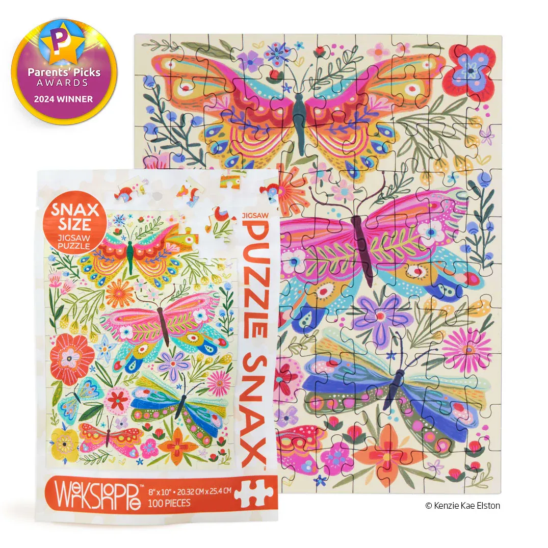 Puzzle Snax 100 Piece Puzzle Butterfly Floral