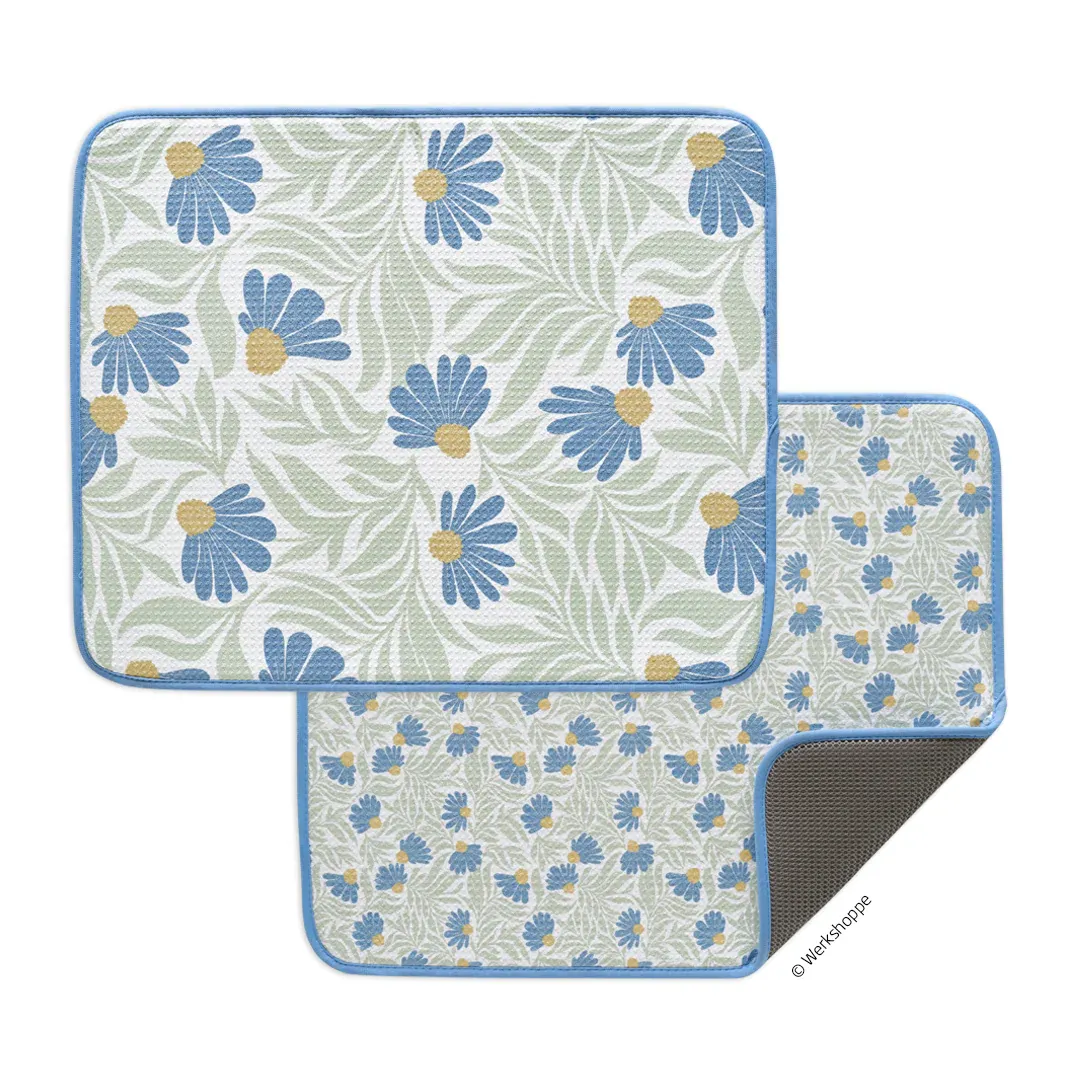 Dish Drying Mat Blue Coneflower