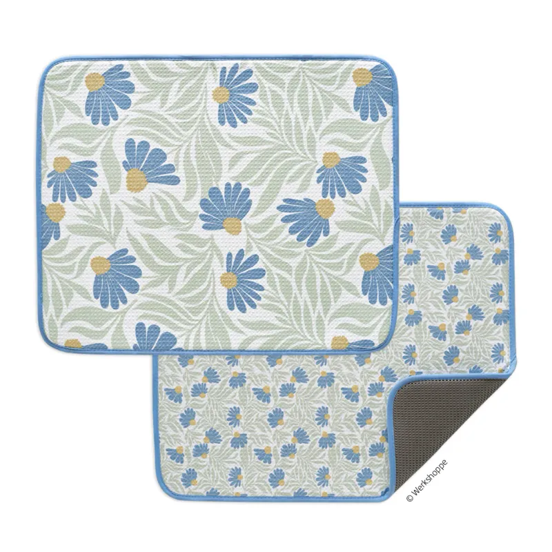 Dish Drying Mat Blue Coneflower