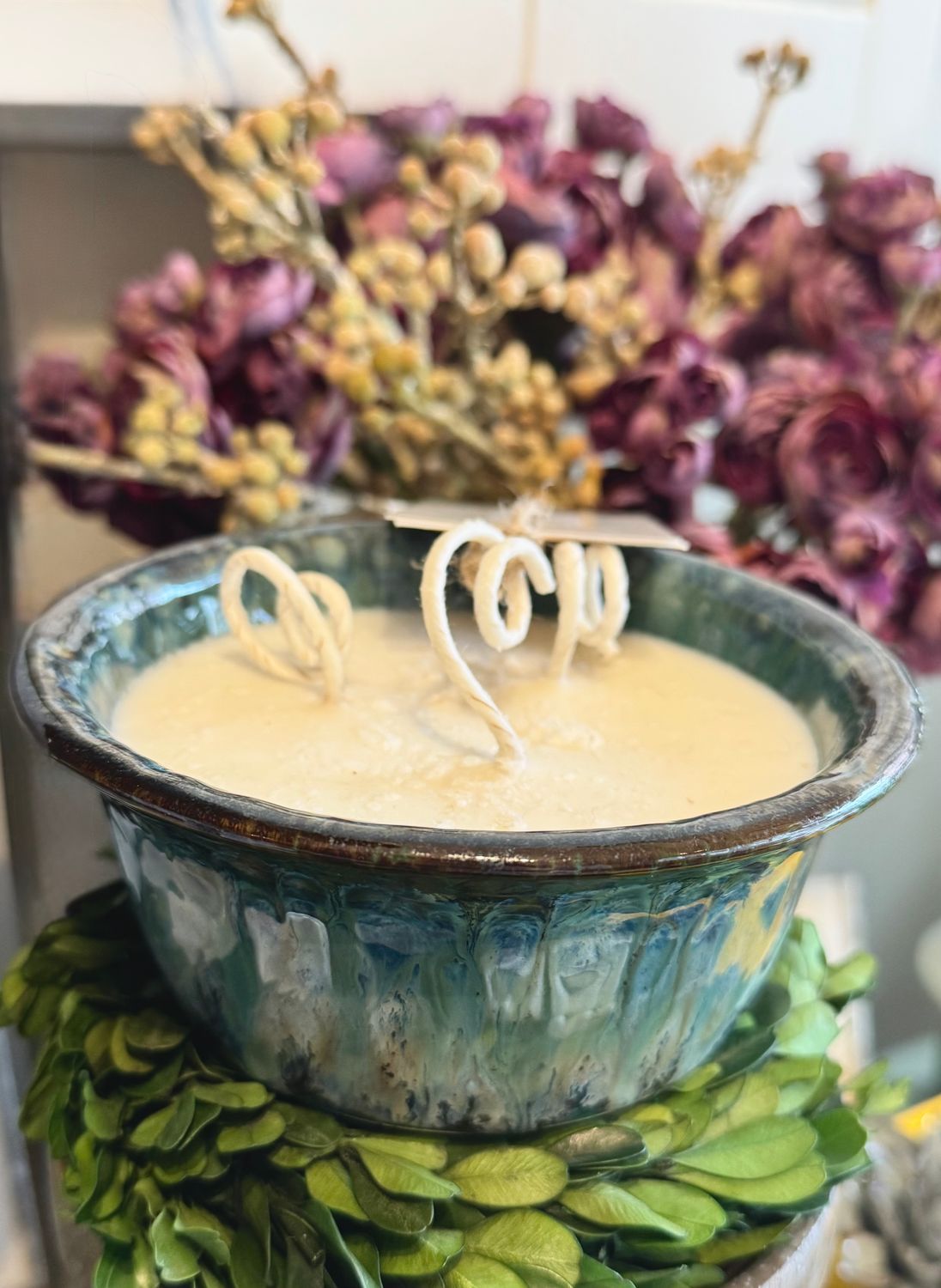 Art C Beaumont Fraser Fir Candle With French Green Glaze Large