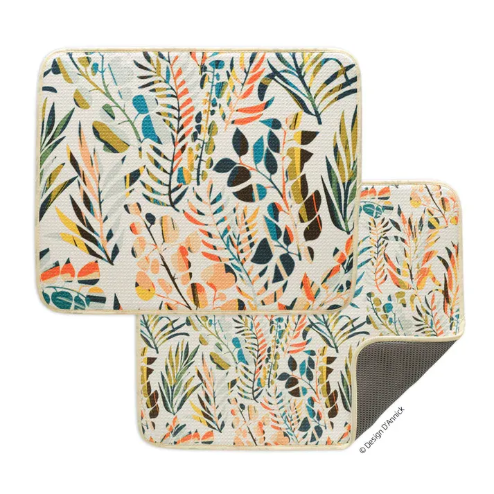 Dish Drying Mat Colorful Leaves
