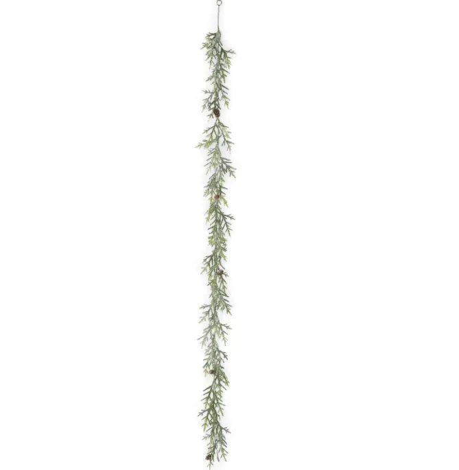 Snowy Juniper Garland With Mini Pinecones 72&quot;
