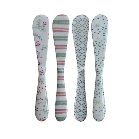 Enameled Stainless Steel Canape Knife With Snowflake Pattern