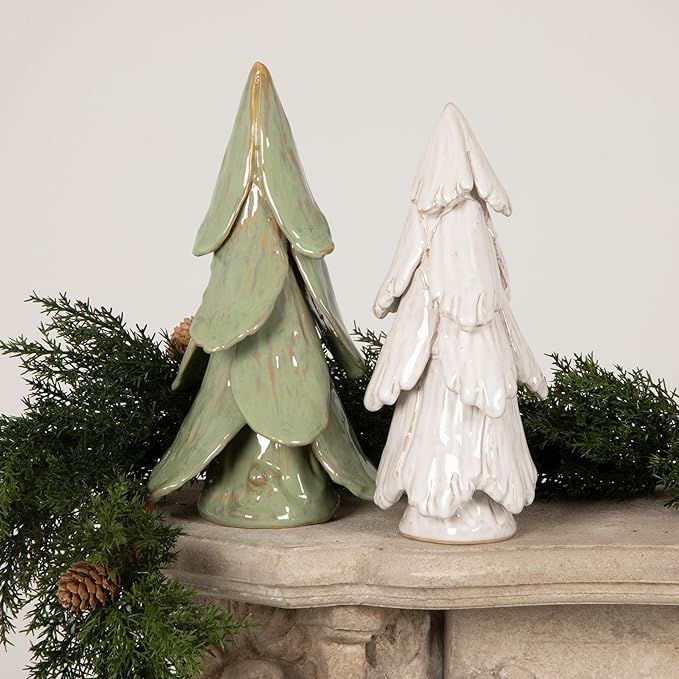 Stoneware Tree With White Reactive Glaze 10&quot;
