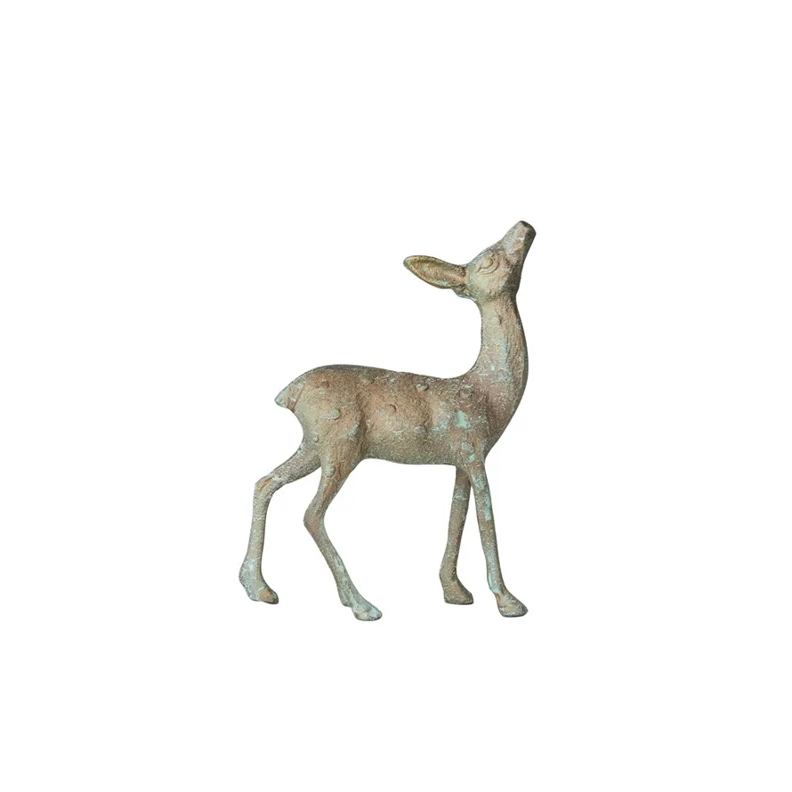 Cast Aluminum Deer With Antique Gold Finish 5&quot; L x 7&quot; H
