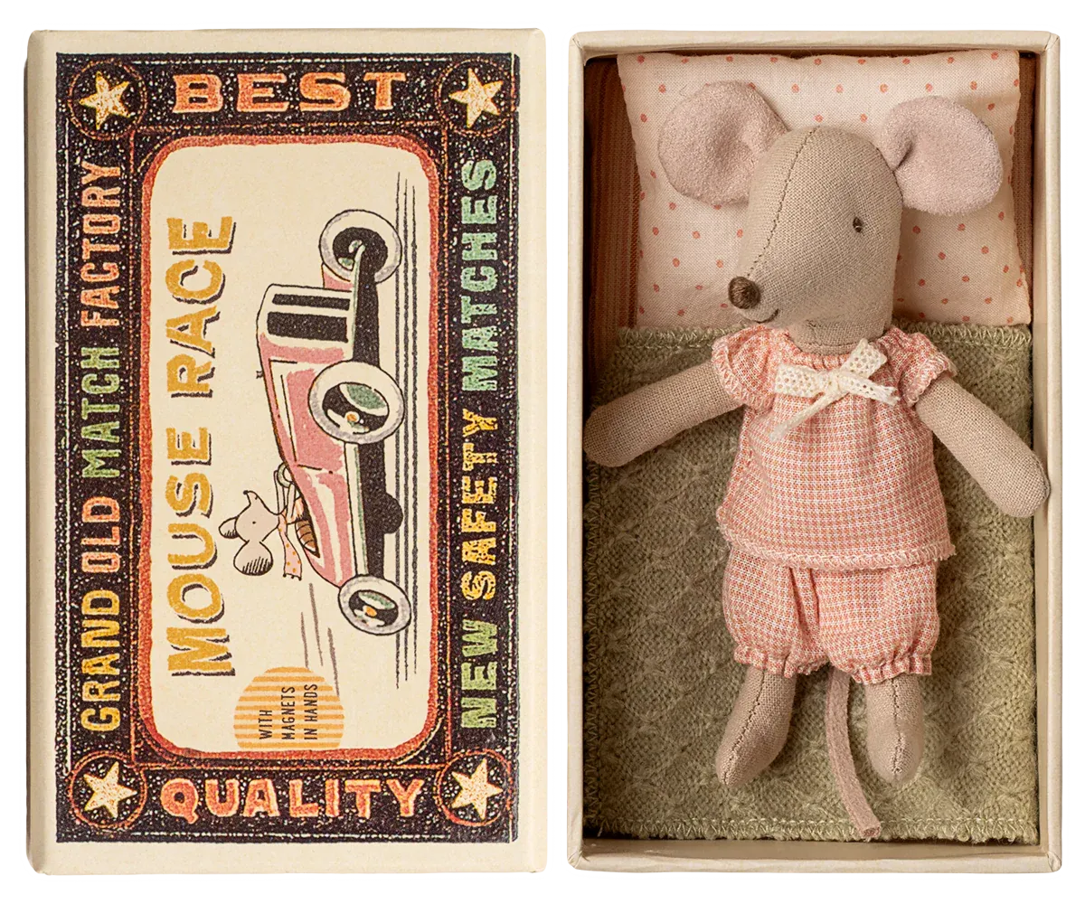 Maileg Little Sister Mouse In Matchbox Mouse Race