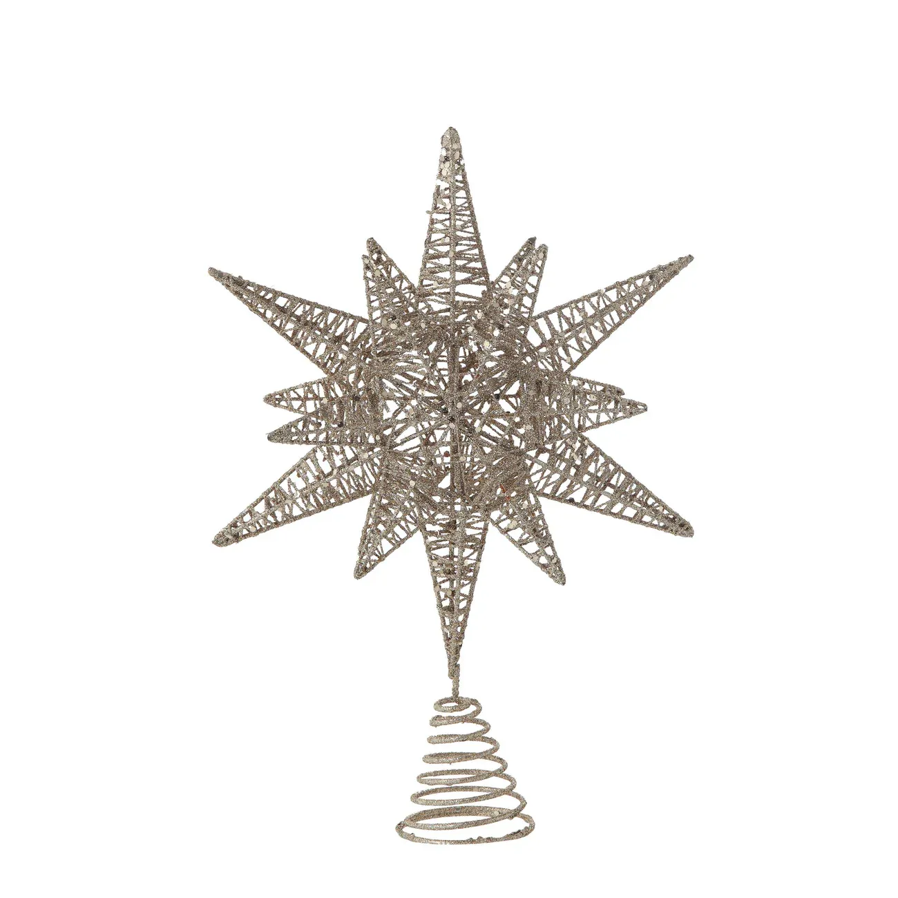 Metal Star Tree Topper With Glitter 10.5&quot; L x 15.5&quot; H