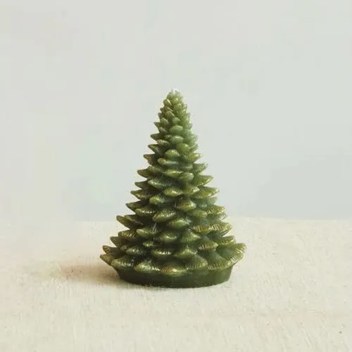 Tree Candle In Green Small 5&quot;