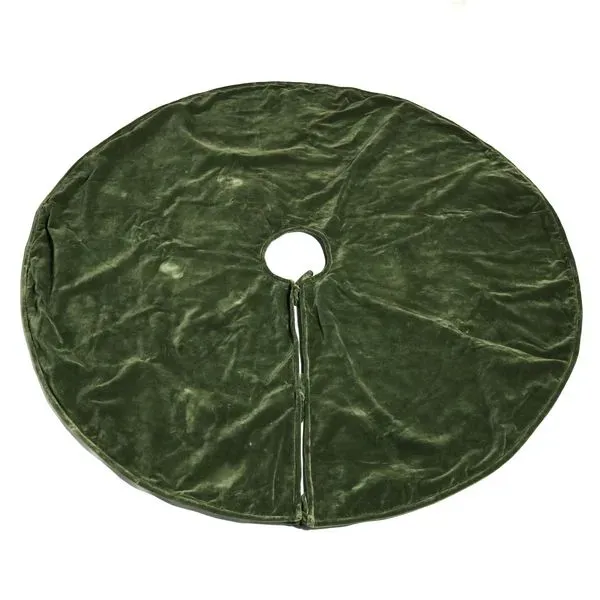 Velvet Tree Skirt Sage Green 54&quot; With Tie Closure