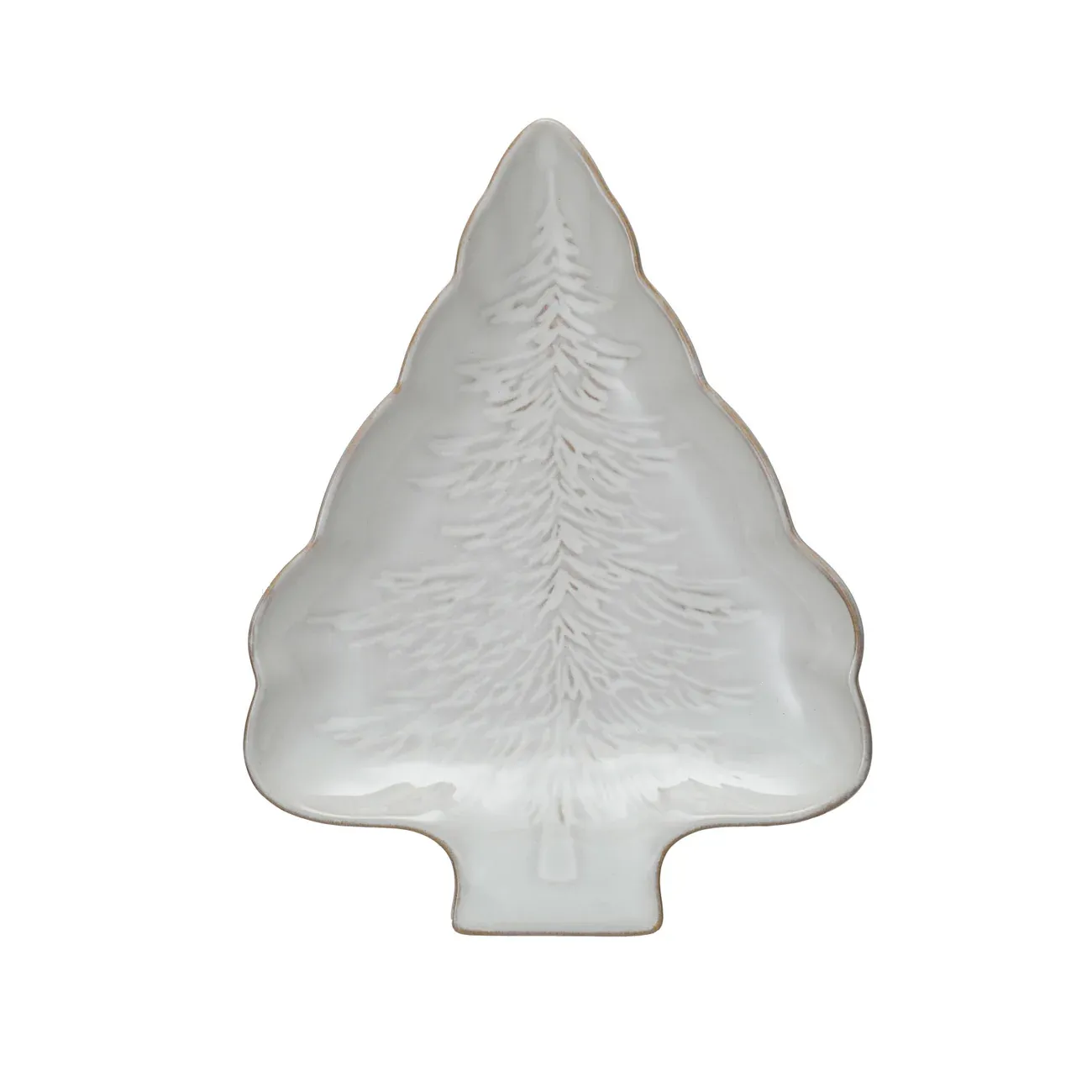 Stoneware Tree Shaped Plate In Cream