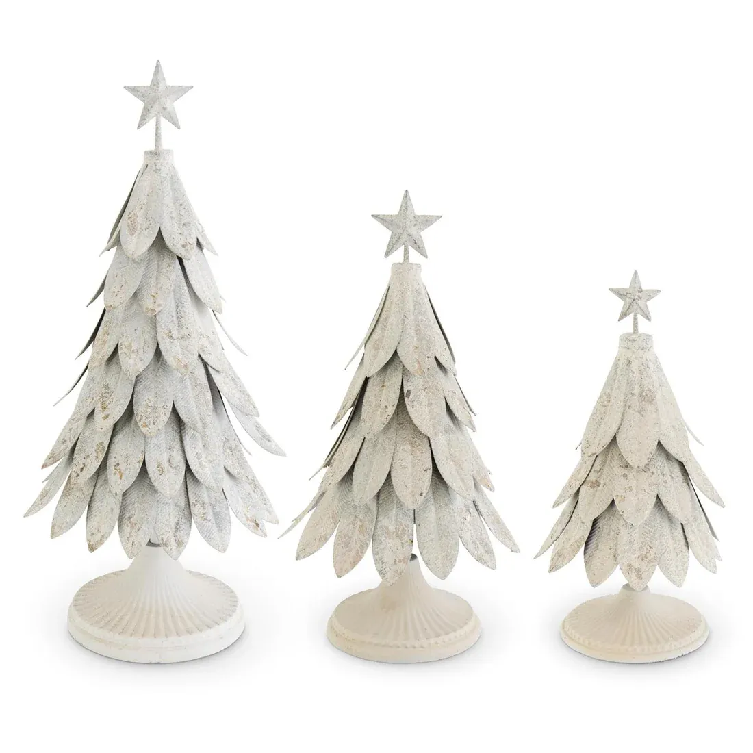 Weathered Cream &amp; Gold Metal Tree Small 14.5&quot;