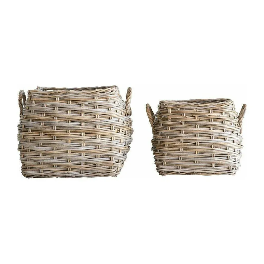 Hand Woven Rattan Basket With Handles Large