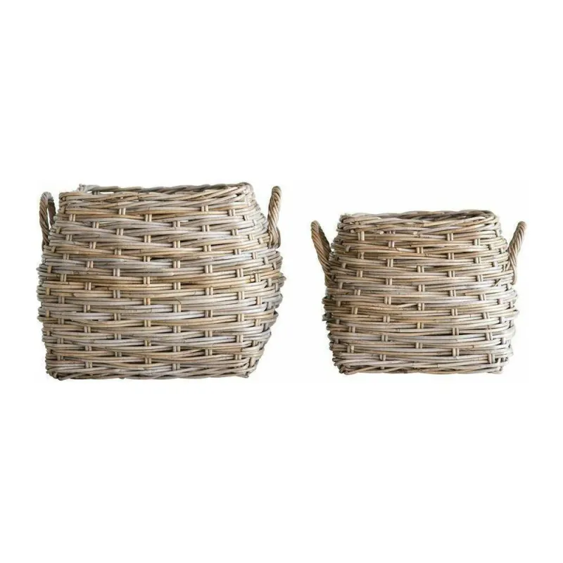 Hand Woven Rattan Basket With Handles Small