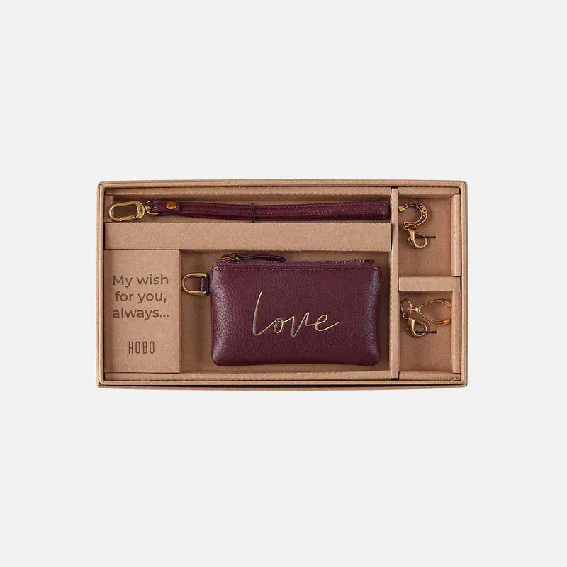 HOBO Love Gift Box Wallet Set In Mulberry Glaze