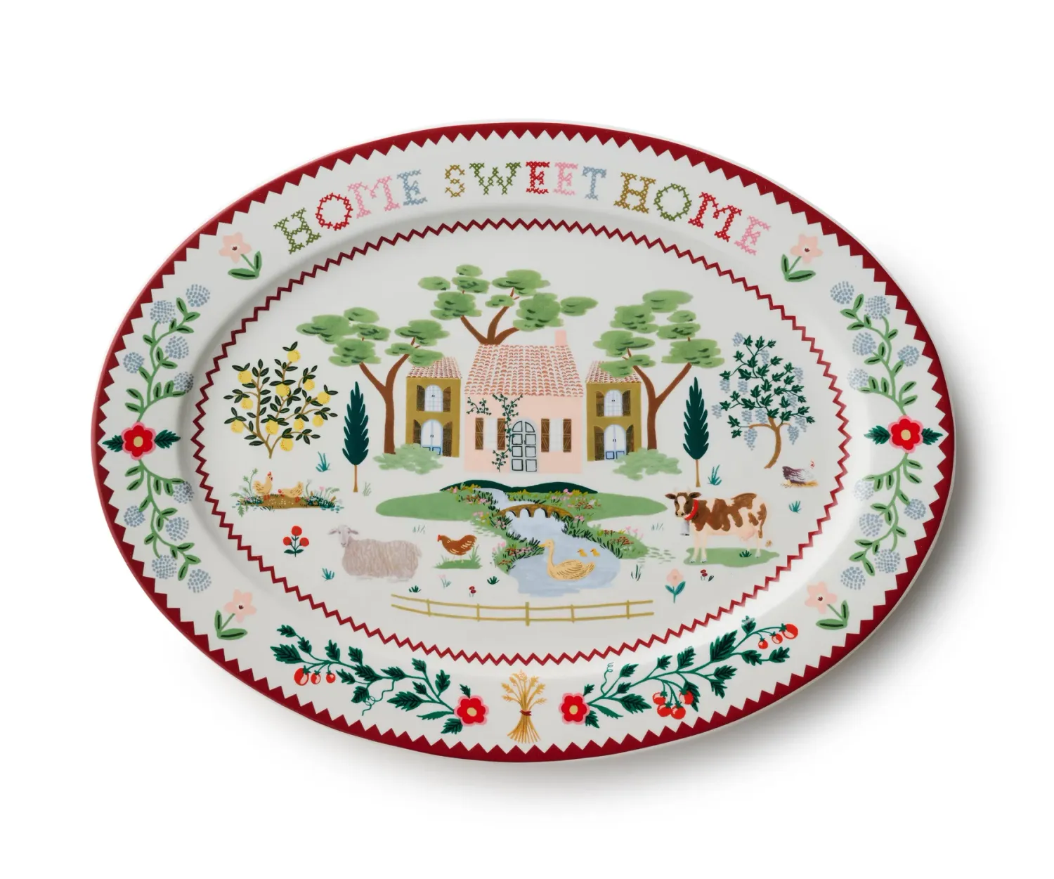 Rifle Paper Co. Large Porcelain Serving Platter Home Sweet Home