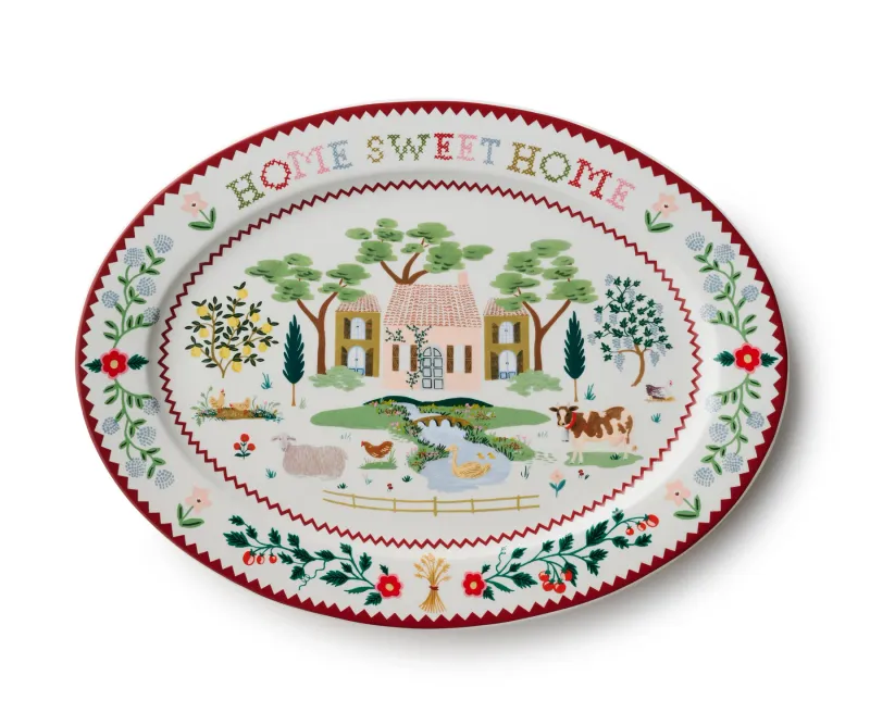 Rifle Paper Co. Large Porcelain Serving Platter Home Sweet Home
