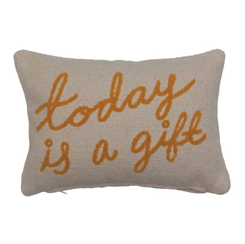 Cotton Embroidered Pillow Today Is A Gift