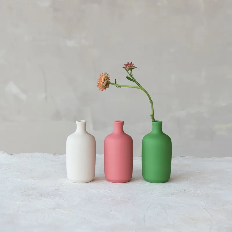 Stoneware Vase With Reactive Latex Glaze In Cream 2.5"