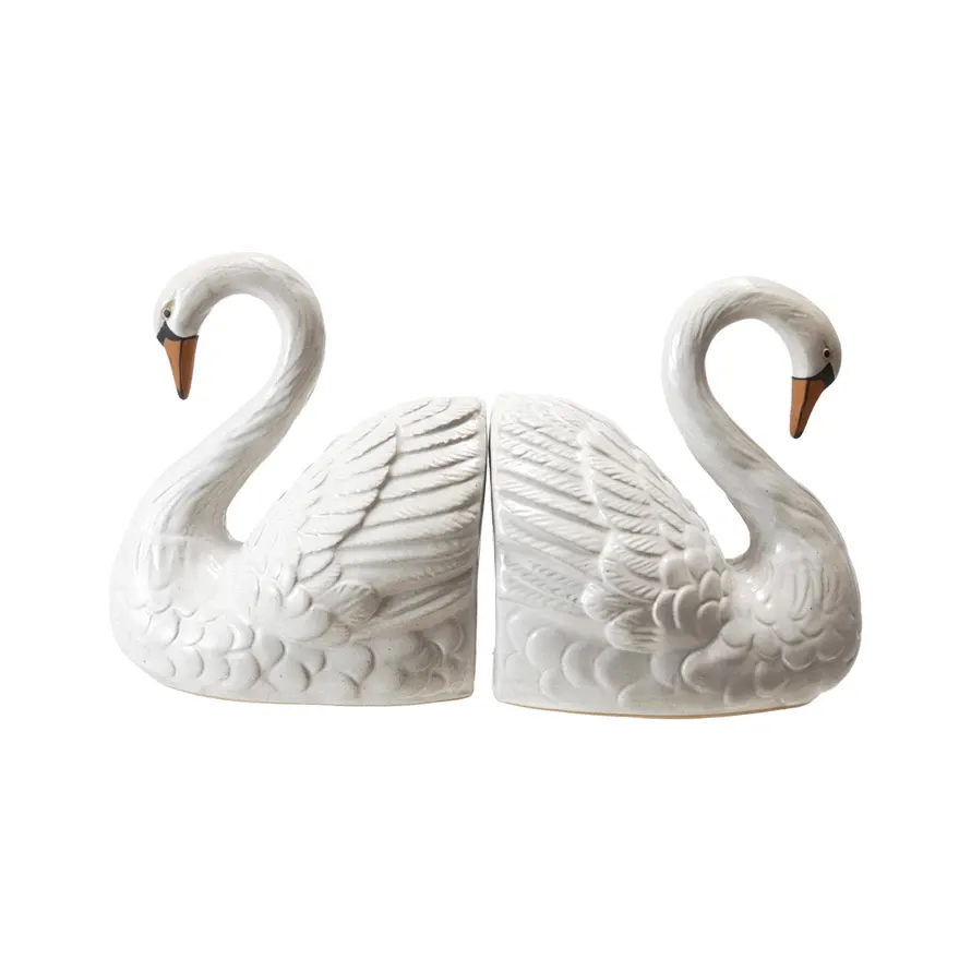 Stoneware Swan Bookend 7"