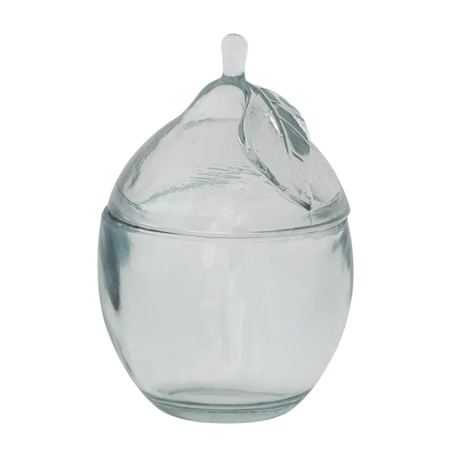 2 Piece Recycled Pressed Glass Lemon Shaped Jar 8oz