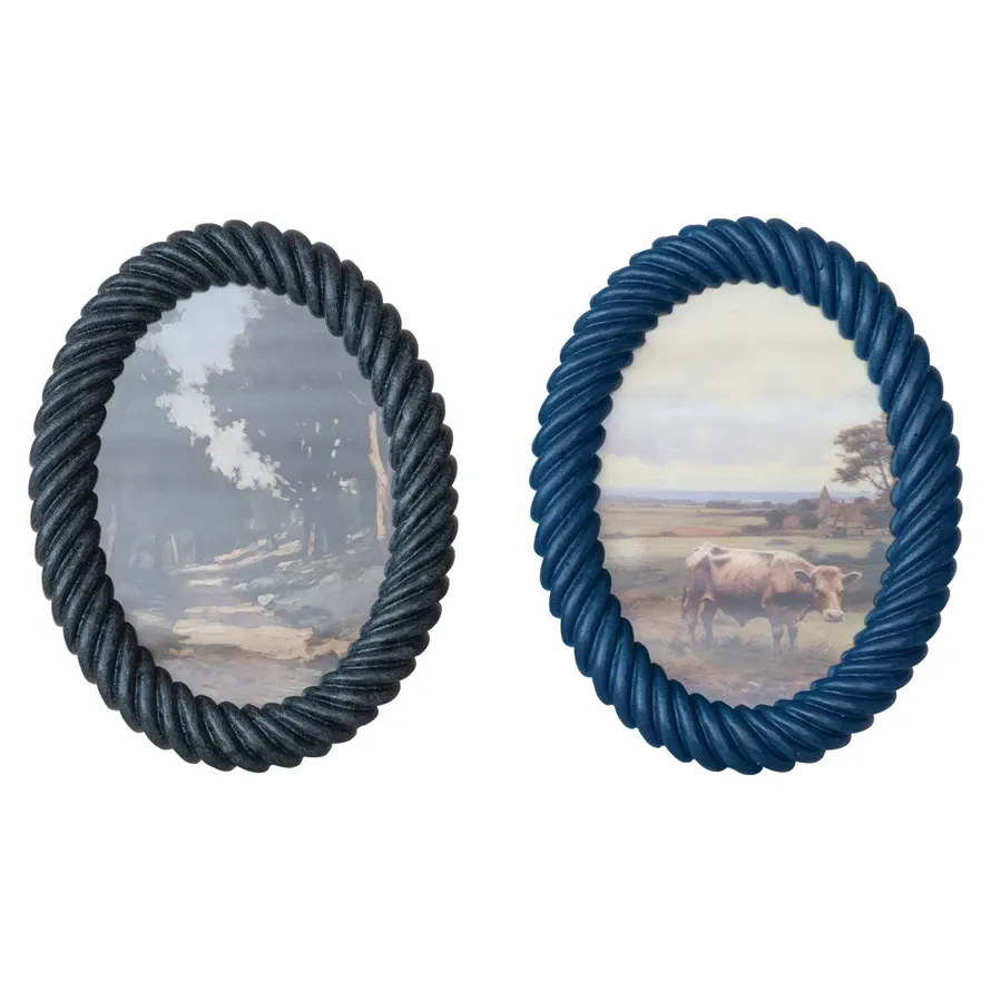 Oval Photo Frame 6.5"x8" In Blue