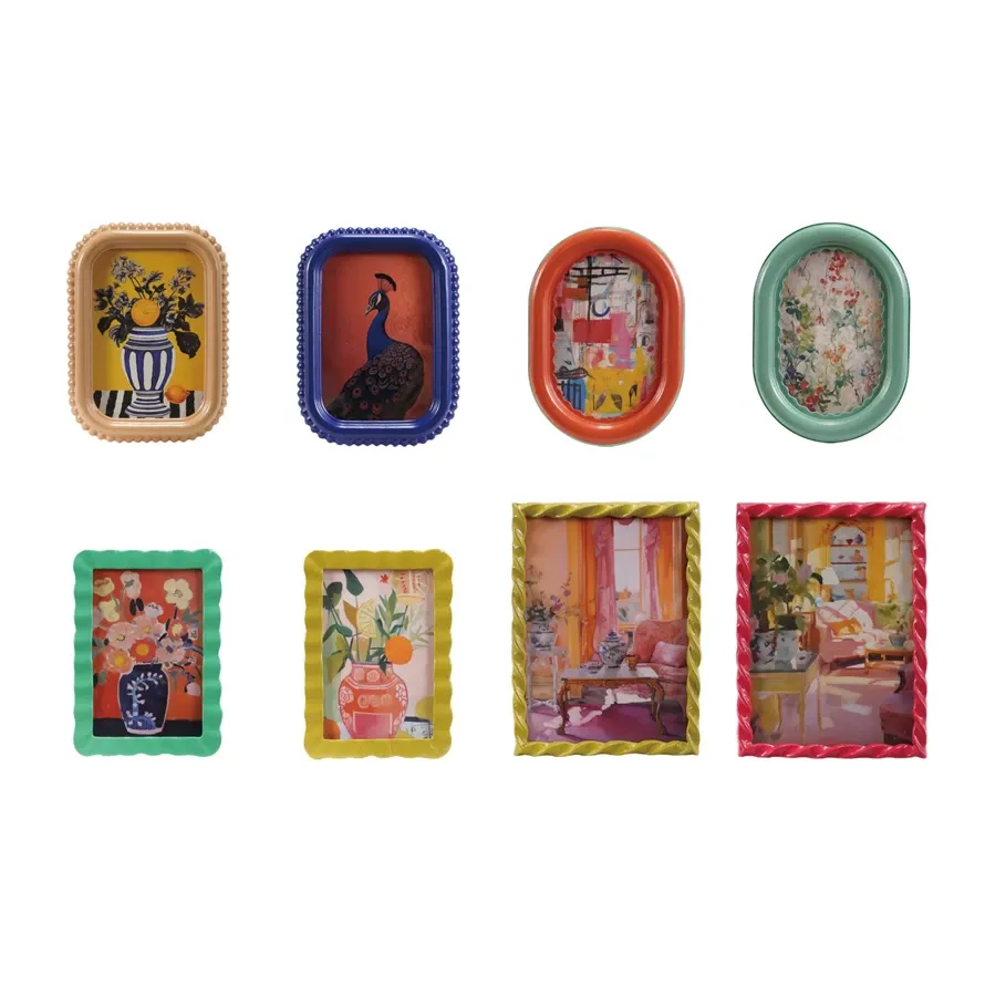 Scalloped Photo Frame 7" In Blue &amp; Green