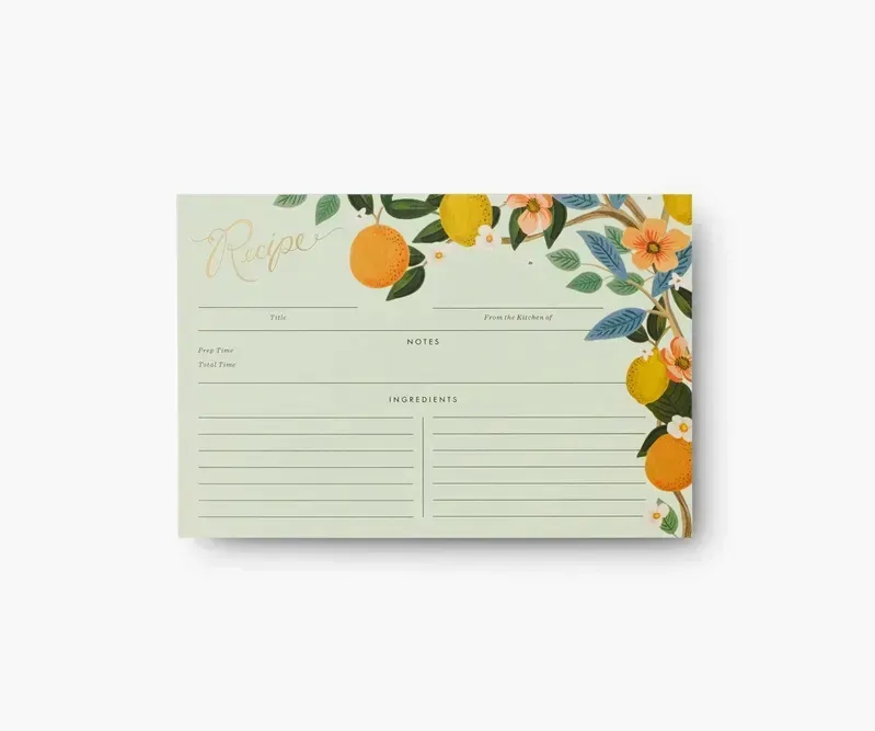 Rifle Paper Co. Pack Of 12 Recipe Cards Citrus Grove