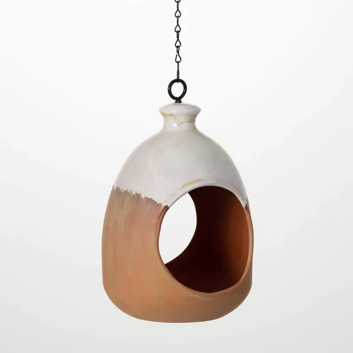 Outdoor Widemouth Hanging Terracotta Bird Feeder