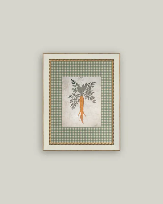 Garden Carrot In Cream Beaded Brass Frame 7"x 9"