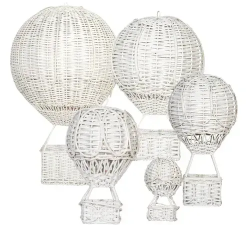 White Wicker Hot Air Balloon Medium