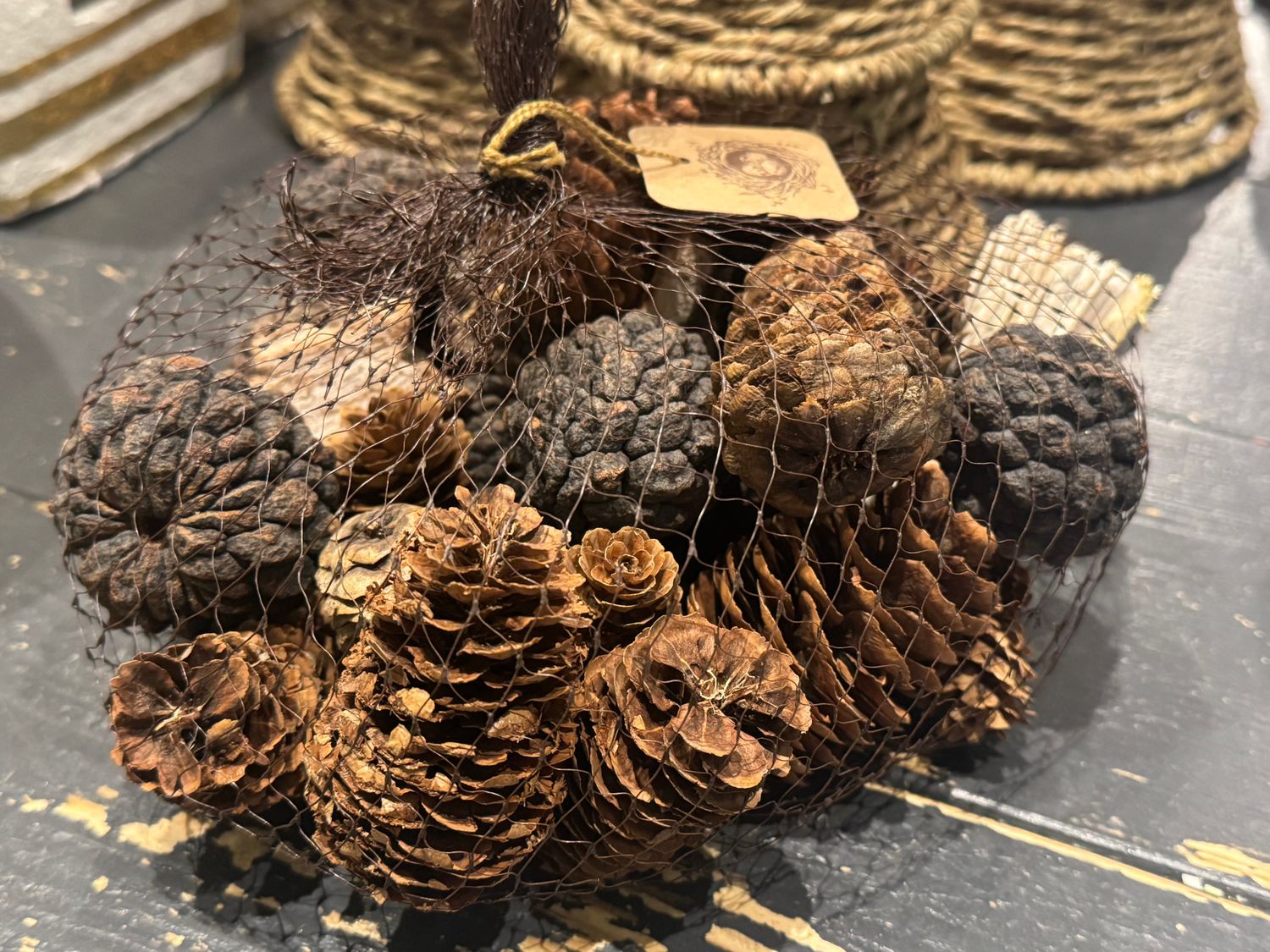 Dried Pinecones In Mesh Bag Final Sale