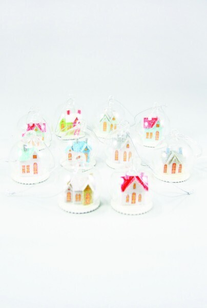 Snow Globe White House With Red Windows Frosty Abode Ornament Final Sale