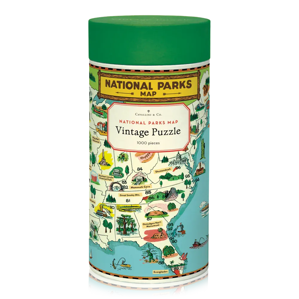National Parks Map 1,000 Piece Vintage Puzzle