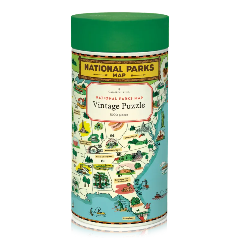 National Parks Map 1,000 Piece Vintage Puzzle