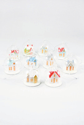 Snow Globe White House With Purple Chimneys Frosty Abode Ornament Final Sale
