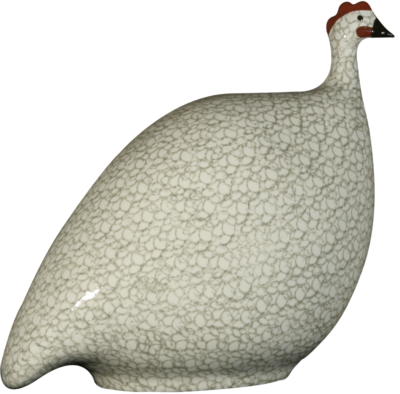 Handcrafted Guinea Fowl White Spotted Grey Sm