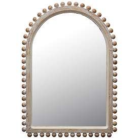 Wooden Arch Mirror With Wooden Ball Trim