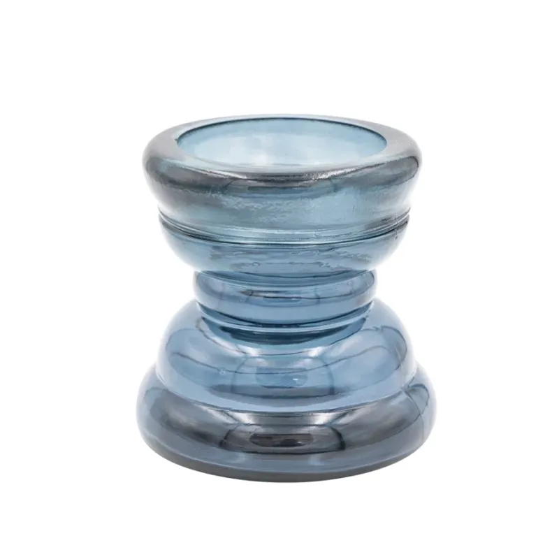 Glass Candle Holder Blue 4-1/2" Final Sale