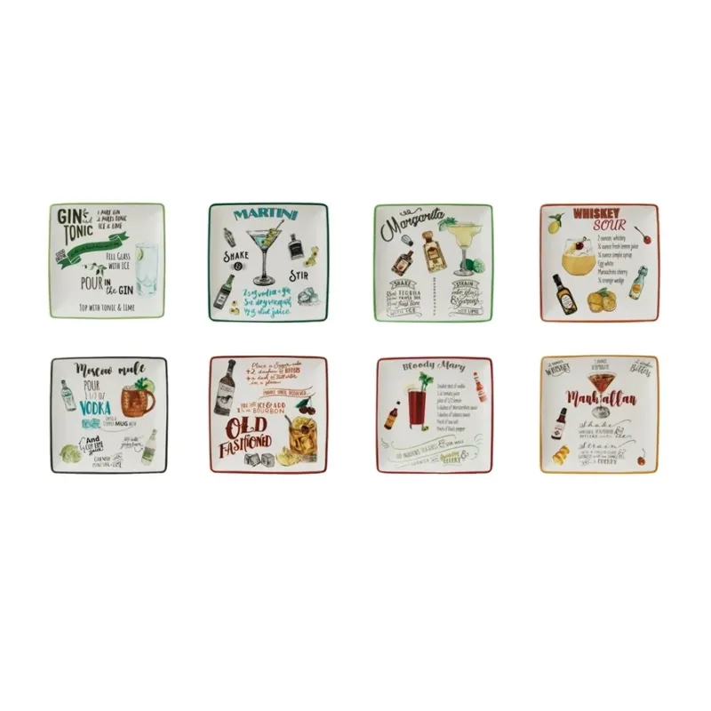 Stoneware Plate Cocktail Recipe Whiskey Sour 6" Final Sale